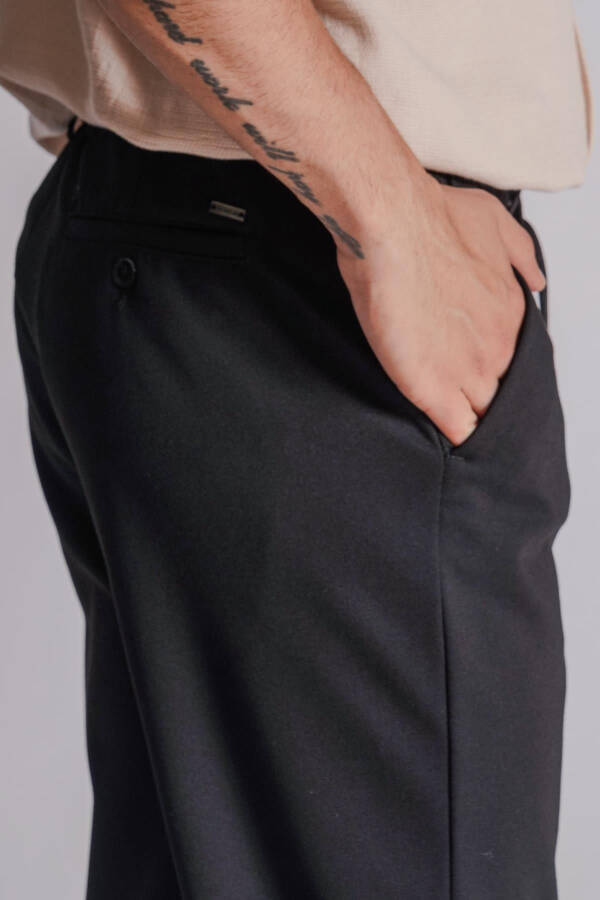 Men's Relaxed Fit Chino Pants with Side Pockets and Elastic Waistband Black - 21