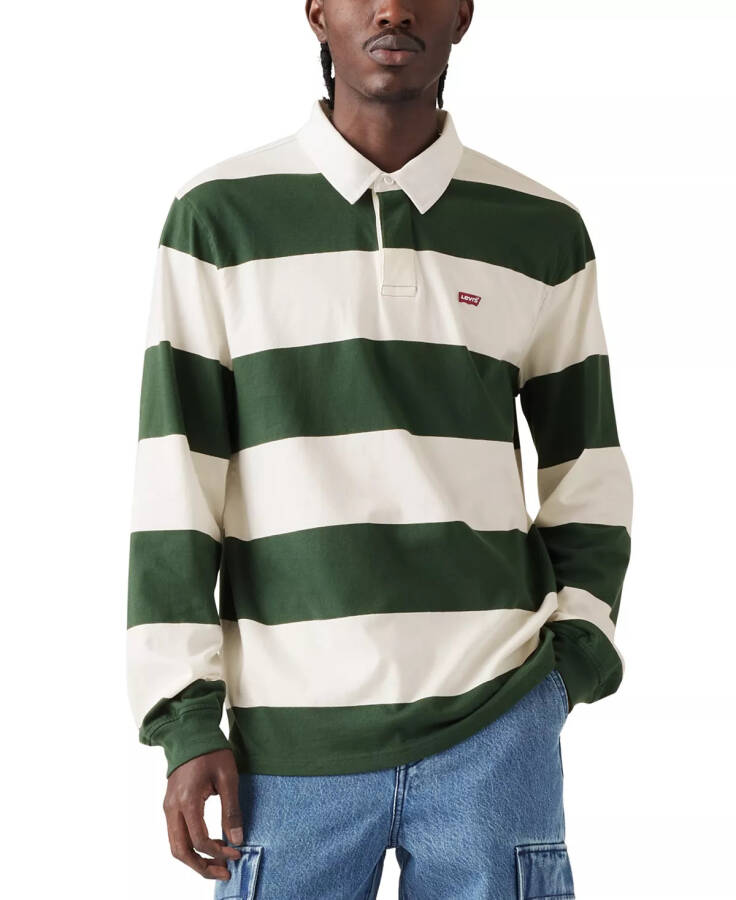 Men's Relaxed-Fit Long Sleeve Striped Rugby Shirt Kieren Str - 1