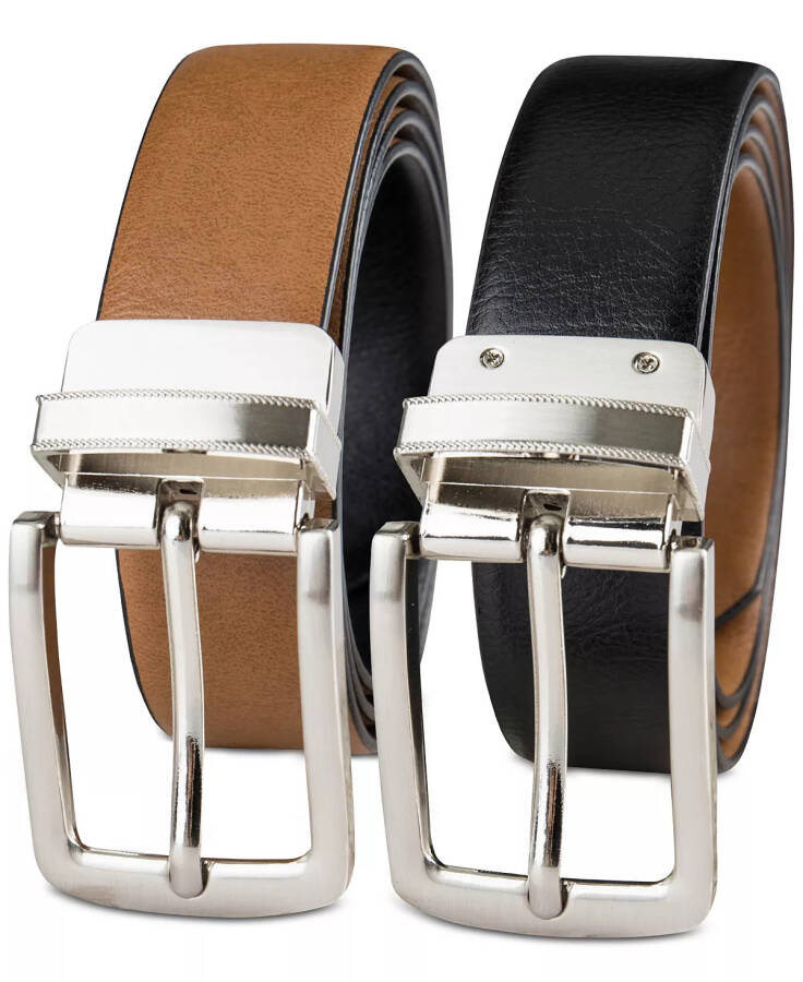 Men's Reversible Dress Belt, Created for Modazone Tan/ Black - 3