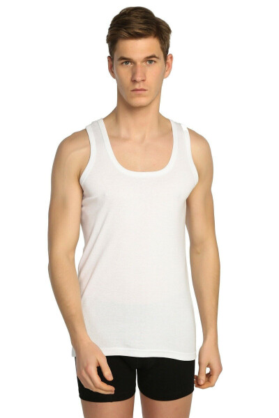 Men's Ribbed Classic Tank Top / White - 3