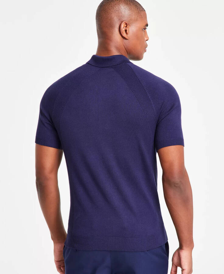 Men's Ribbed Raglan Sweater-Knit Polo Shirt, Created for Modazone Neo Navy - 3