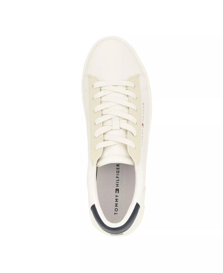 Men's Ribby Lace Up Fashion Sneakers Cream, Beige, Navy - 13