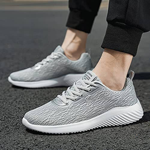 Men's Running Shoes Air Low Top Shoes Basketball Sneakers Tennis Sport Fitness Trainers Halloween Safety Shoes Grey - 2