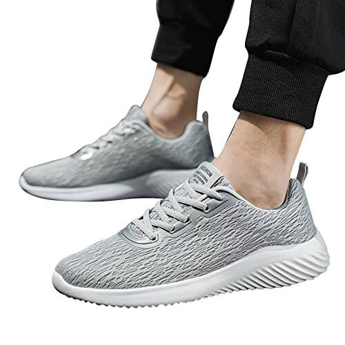 Men's Running Shoes Air Low Top Shoes Basketball Sneakers Tennis Sport Fitness Trainers Halloween Safety Shoes Grey - 3