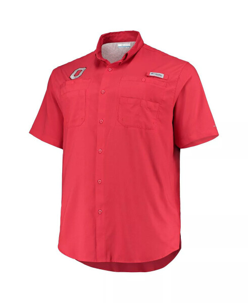 Men's Scarlet Ohio State Buckeyes Big and Tall Tamiami Omni-Shade Button-Down Shirt Scarlet - 4