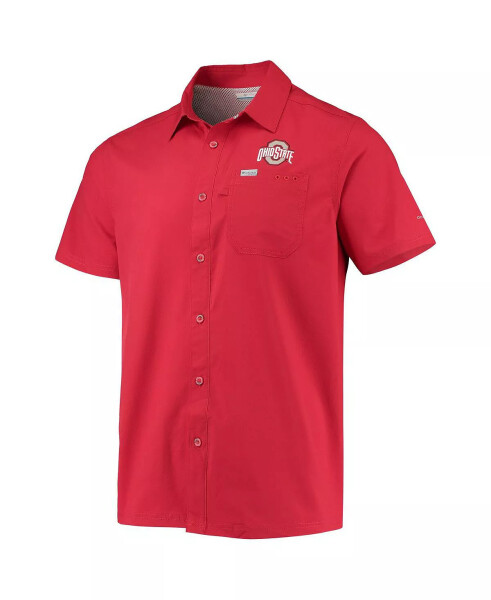 Men's Scarlet Ohio State Buckeyes Slack Tide Camp Button-Up Shirt - 3