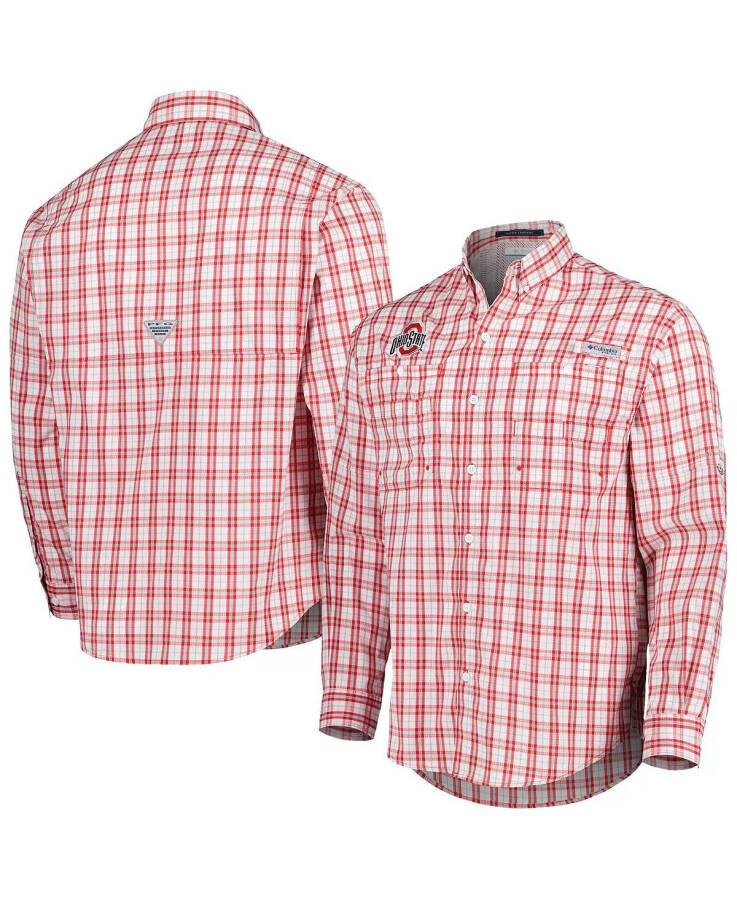 Men's Scarlet Ohio State Buckeyes Super Tamiami Omni-Wick Long Sleeve Button-Down Shirt Scarlet - 1