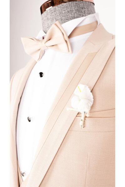 Men's Shawl Collar Cream Groom Tuxedo Suit - 9