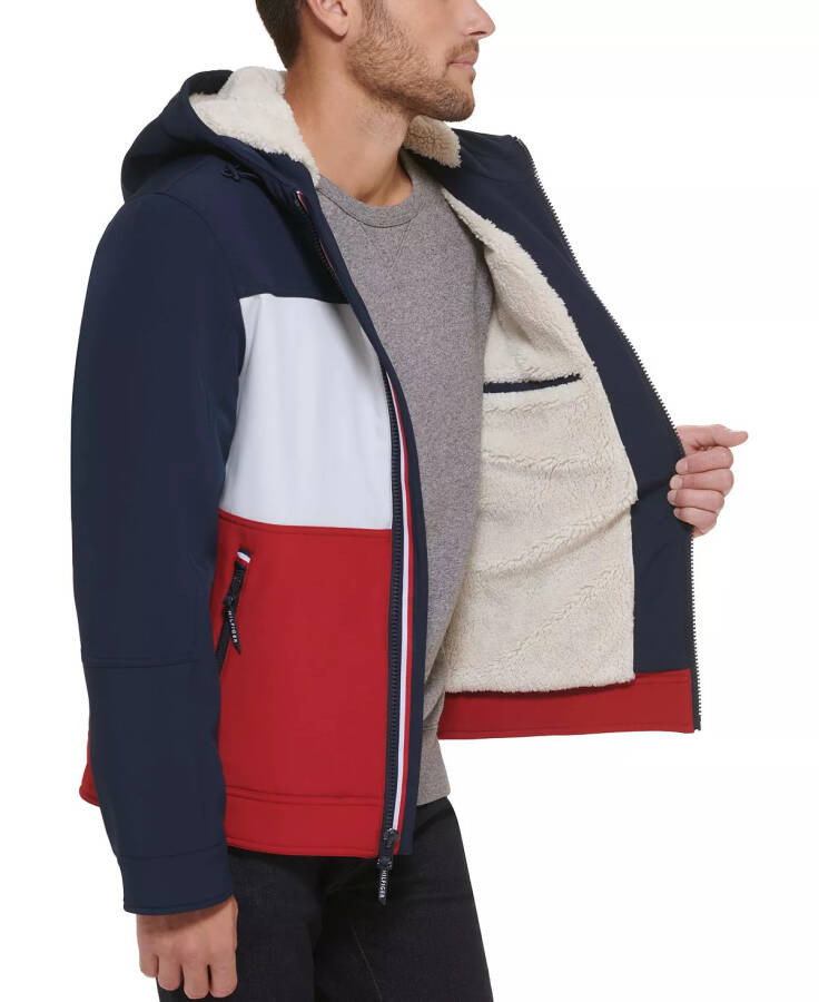 Men's Sherpa-Lined Softshell Hooded Jacket Mid/ice/red Combo (Muf) - 8