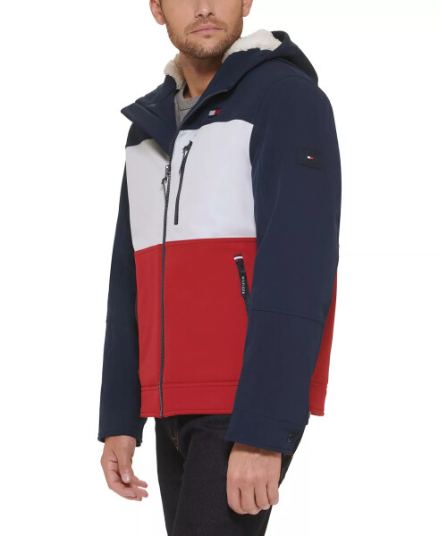 Men's Sherpa-Lined Softshell Hooded Jacket Mid/ice/red Combo (Muf) - 9