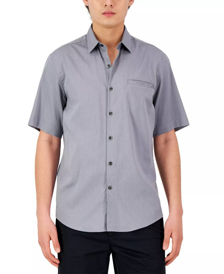 Men's Short-Sleeve Modern Stretch Dobby Shirt, Created for Modazone Grey Combo - 6