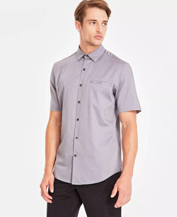 Men's Short-Sleeve Modern Stretch Dobby Shirt, Created for Modazone Grey Combo - 1