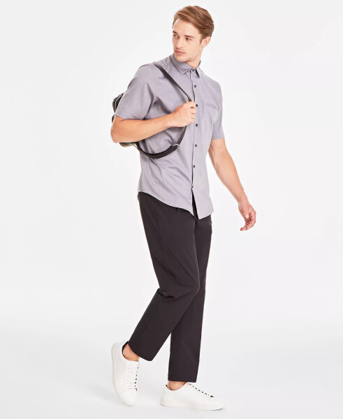 Men's Short-Sleeve Modern Stretch Dobby Shirt, Created for Modazone Grey Combo - 4