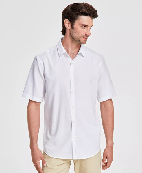 Men's Short-Sleeve Solid Textured Shirt, Created for Modazone Bright White - 1