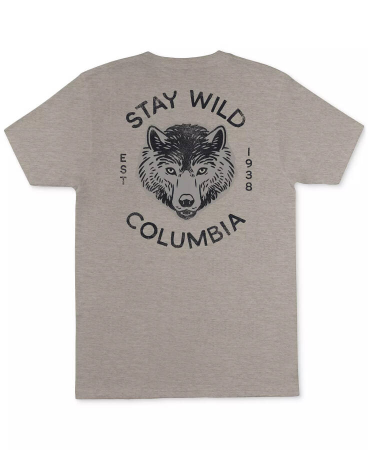 Mens Short Sleeve Stay Wild Graphic T-Shirt Fossil Heather - 1