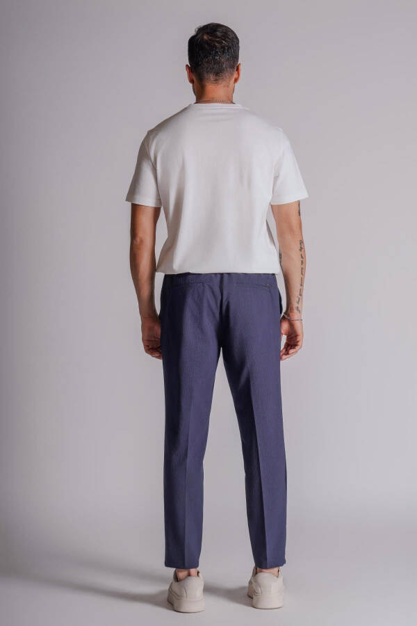 Men's Side Pocket Elastic Waist Slim Fit Chino Pants Navy - 10