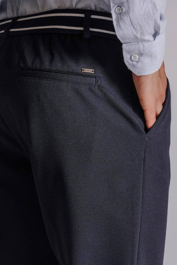 Men's Side Pocket Ribbed Waist Slim Fit Chino Pants Navy - 18