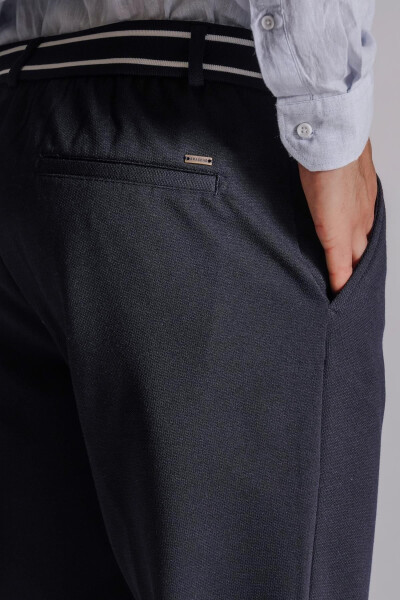 Men's Side Pocket Ribbed Waist Slim Fit Chino Pants Navy - 8