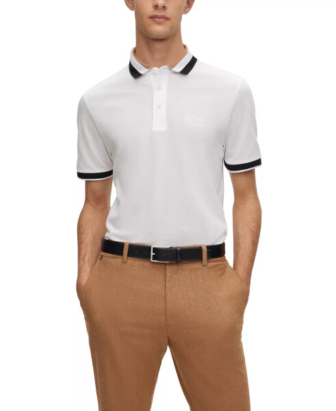 Men's Signature-Stripe Collar Polo Shirt White - 1