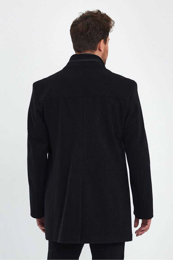 Men's Slim Fit Black Cashmere Coat - 15