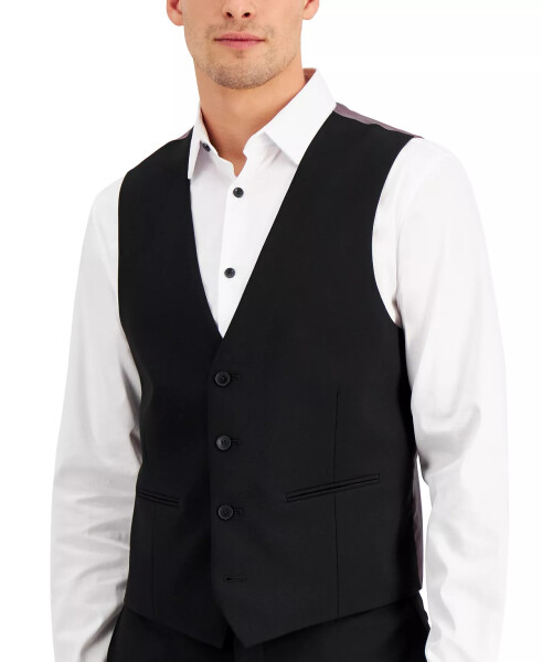 Men's Slim-Fit Black Solid Suit Vest, Created for Modazone - Deep Black - 6