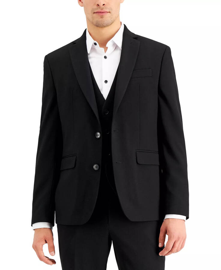 Men's Slim-Fit Black Solid Suit Vest, Created for Modazone - Deep Black - 8