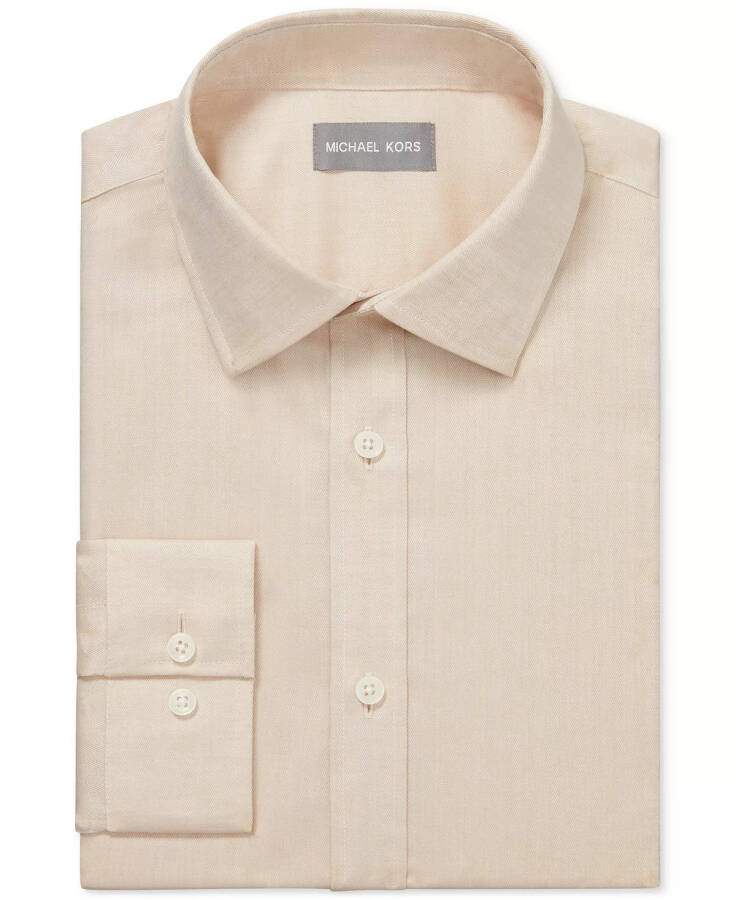 Men's Slim Fit Cotton Linen Untucked Solid Dress Shirt Tan - 4