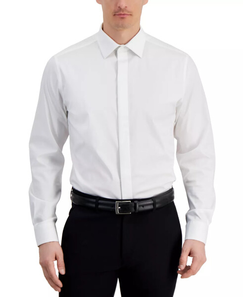 Men's Slim Fit Covered Placket Tuxedo Shirt, Created for Modazone Bright White - 1