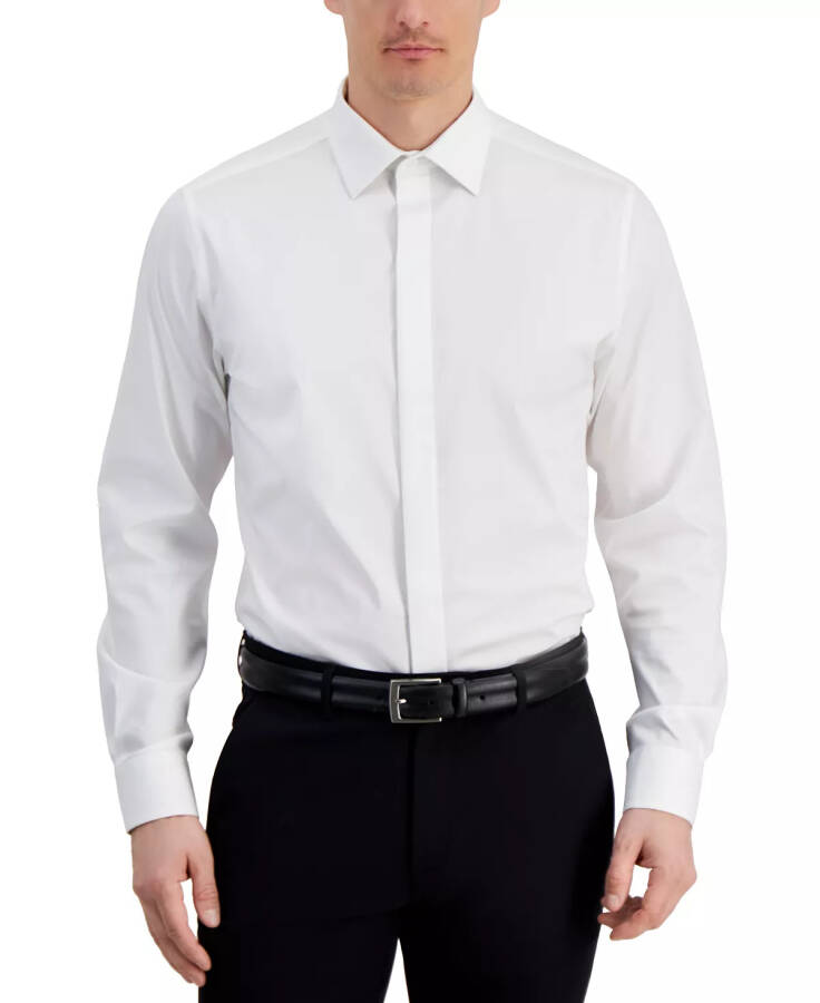 Men's Slim Fit Covered Placket Tuxedo Shirt, Created for Modazone Bright White - 1