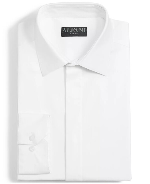 Men's Slim Fit Covered Placket Tuxedo Shirt, Created for Modazone Bright White - 4