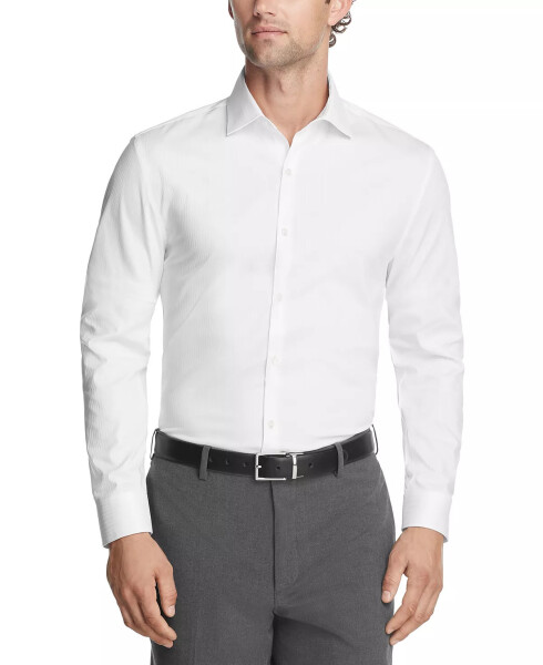 Men's Slim-Fit Flex Stretch Dress Shirt White - 1