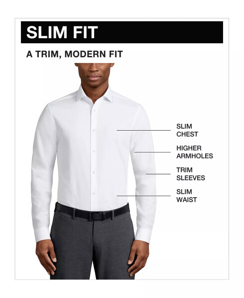 Men's Slim-Fit Flex Stretch Dress Shirt White - 5