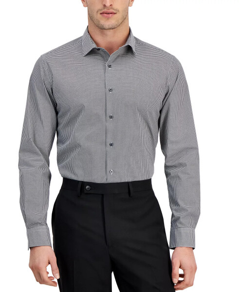 Men's Slim Fit Houndstooth Dress Shirt, Created for Modazone Black White - 1