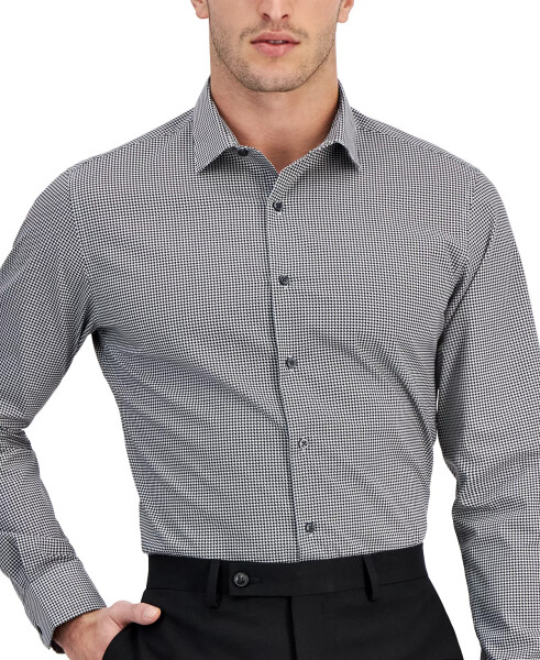 Men's Slim Fit Houndstooth Dress Shirt, Created for Modazone Black White - 3