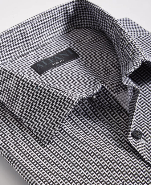 Men's Slim Fit Houndstooth Dress Shirt, Created for Modazone Black White - 5