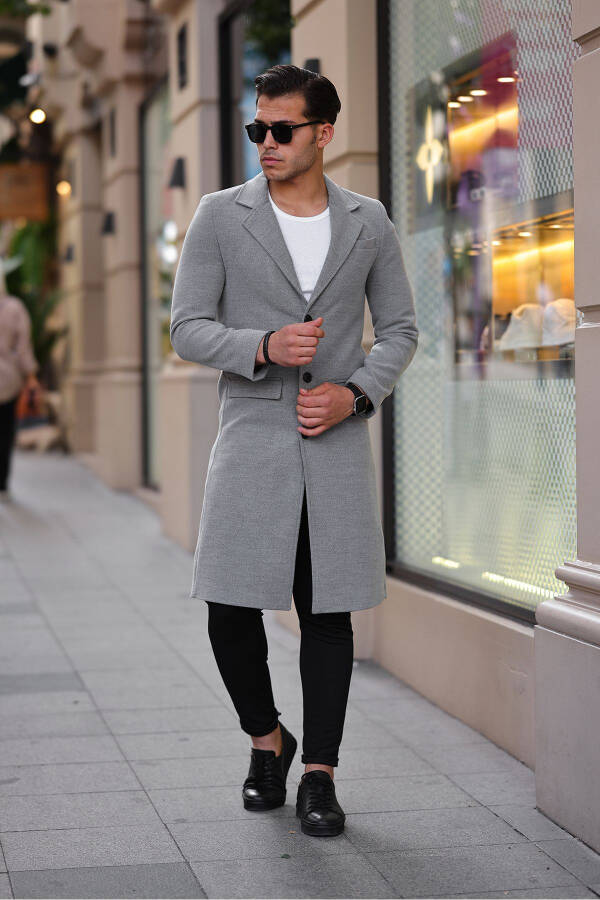 Men's Slim Fit Long Cashmere Coat - 12