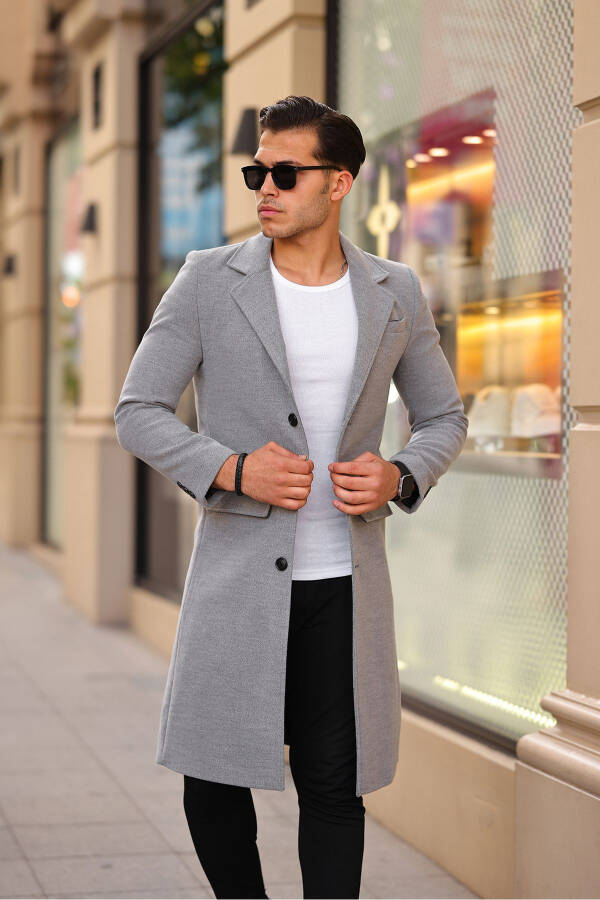 Men's Slim Fit Long Cashmere Coat - 15