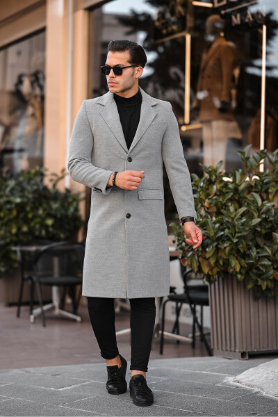 Men's Slim Fit Long Cashmere Coat - 1