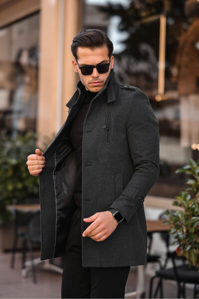 Men's Slim Fit Long Cashmere Coat - 12