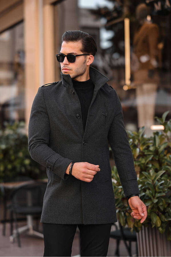 Men's Slim Fit Long Cashmere Coat - 9