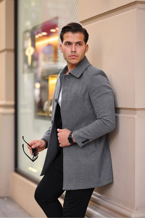 Men's Slim Fit Long Cashmere Coat - 9