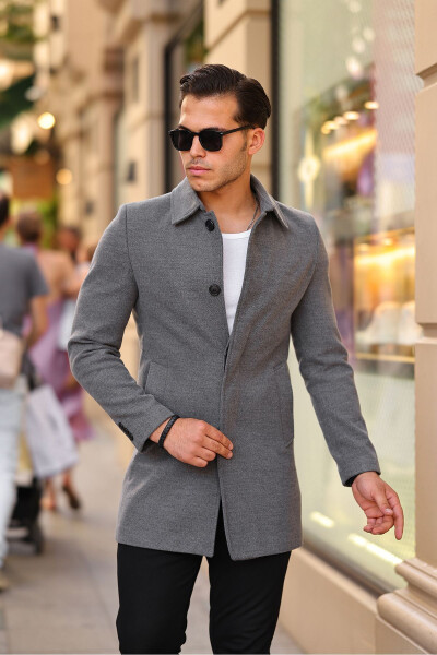 Men's Slim Fit Long Cashmere Coat - 6