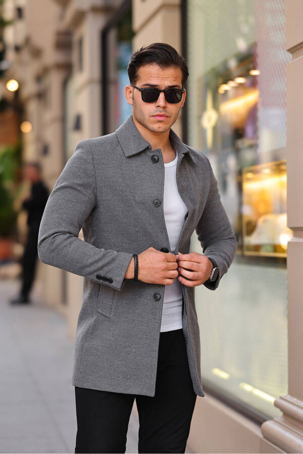 Men's Slim Fit Long Cashmere Coat - 7