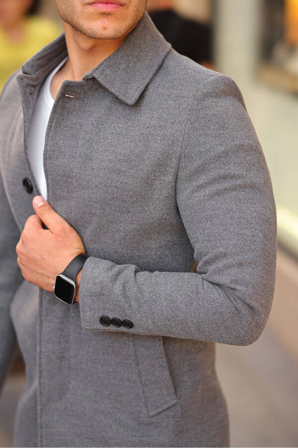 Men's Slim Fit Long Cashmere Coat - 8