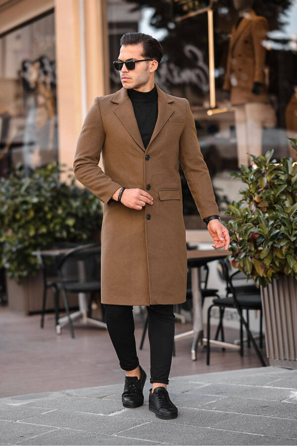 Men's Slim-Fit Long Wool Cashmere Coat - 8