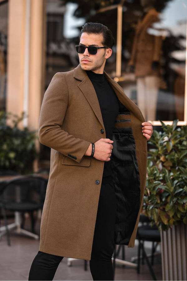 Men's Slim-Fit Long Wool Cashmere Coat - 1