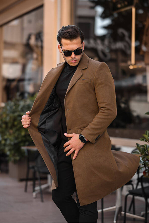 Men's Slim-Fit Long Wool Cashmere Coat - 4