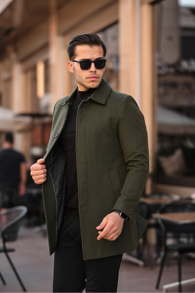 Men's Slim Fit Long Wool Coat - 7