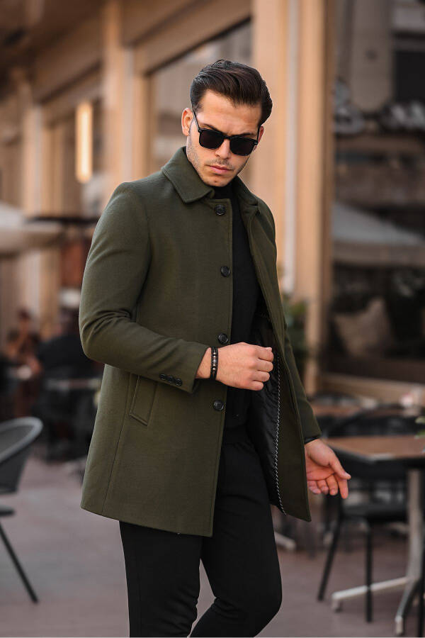 Men's Slim Fit Long Wool Coat - 9