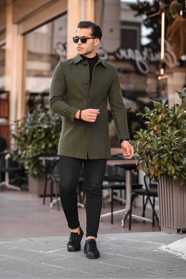 Men's Slim Fit Long Wool Coat - 11